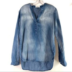 Bella Dahl Denim 100% Tencel Blouse Long Sleeve